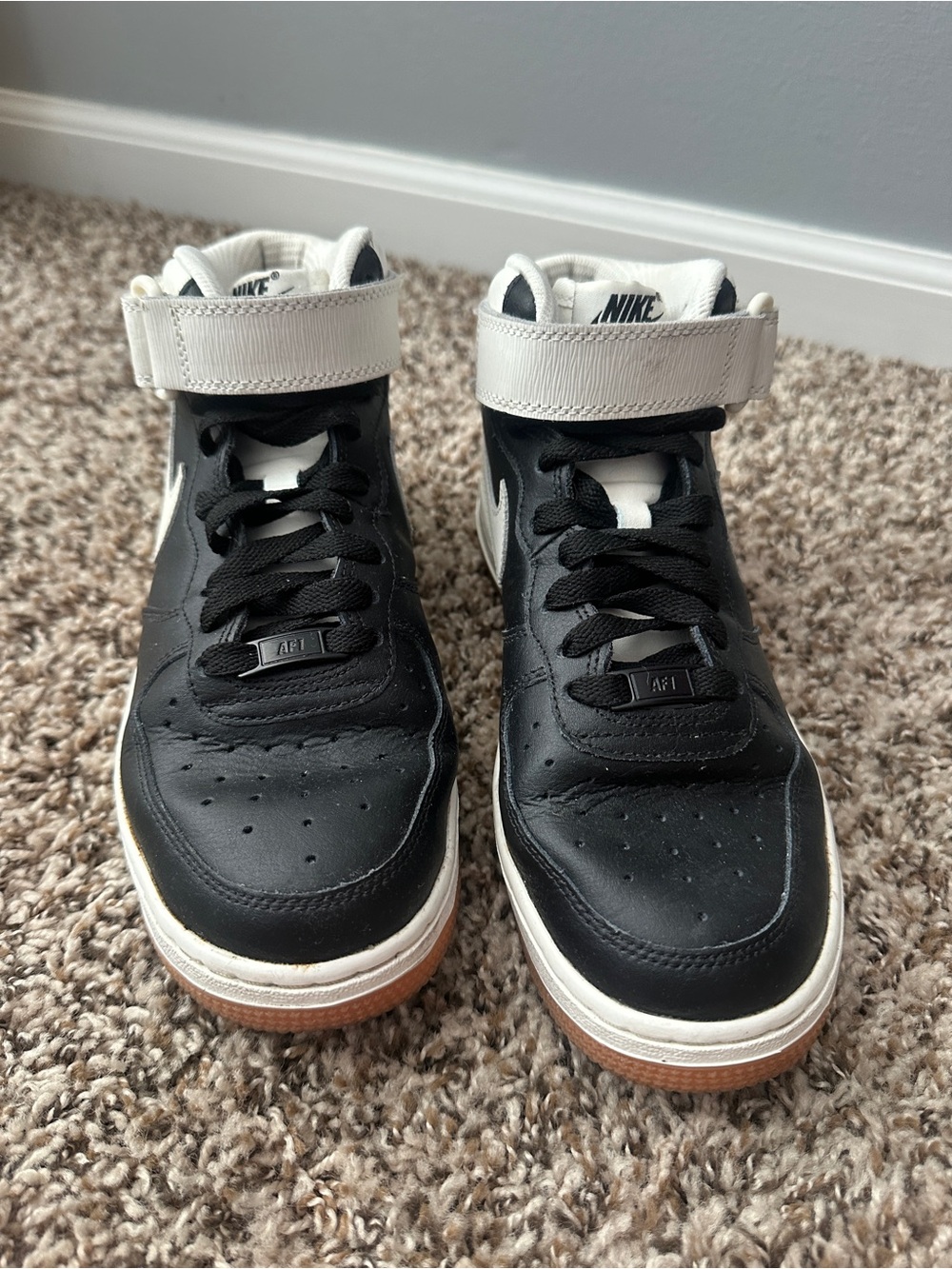 Nike Black, Cream & Gum-Soled Air Force 1 Customized Colorway Sneakers